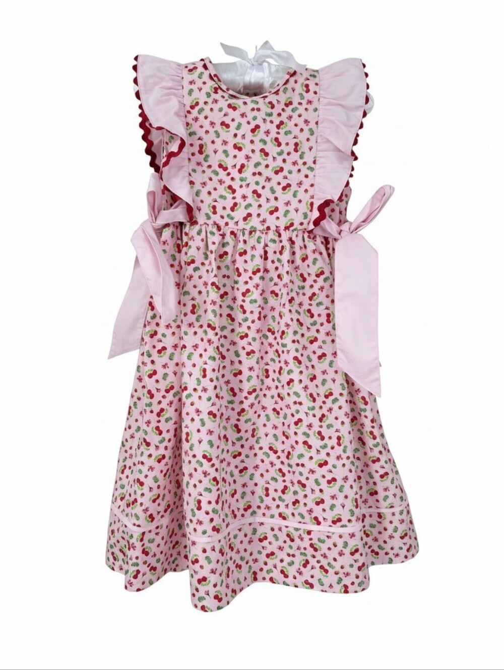 Edgehill Collection Little Girls Sleeveless Cherry Print Side Bow Dress Pink NWT